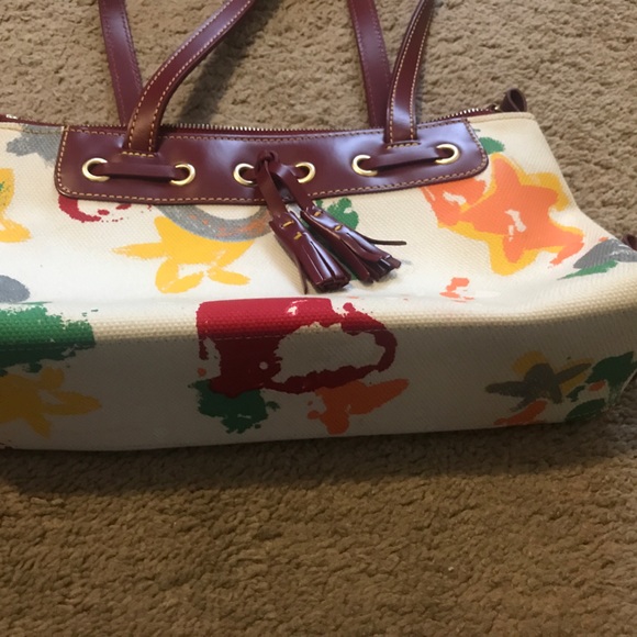 Dooney & Bourke tassel top zip purse. White main color with multicolor graffiti! - Picture 10 of 14